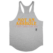 NOT AN ASSHOLE - PREMIUM MEN'S STRINGER TANK TOP- LIGHT GRAY HEATHER